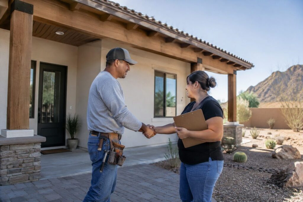 General liability insurance – Contractor and homeowner at a finished Arizona project